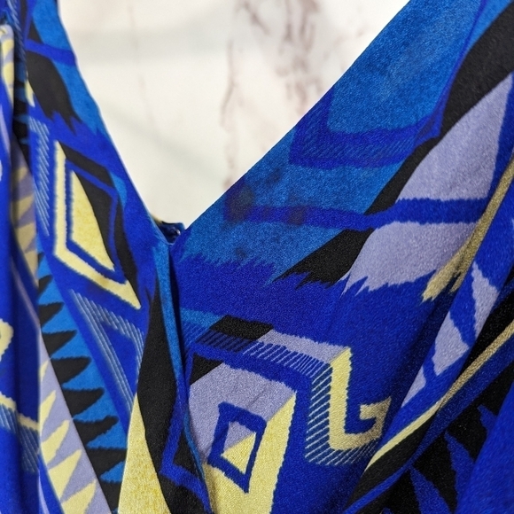 Yumi Kim Dress Womens Large Aztec Southwestern Blue Mini Sun Summer Spaghetti - Picture 10 of 11